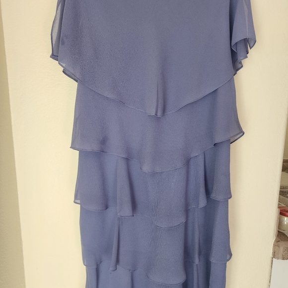 Patra Women's Blue Plus Size Embellished Tiered Chiffon Dress - Picture 4 of 4